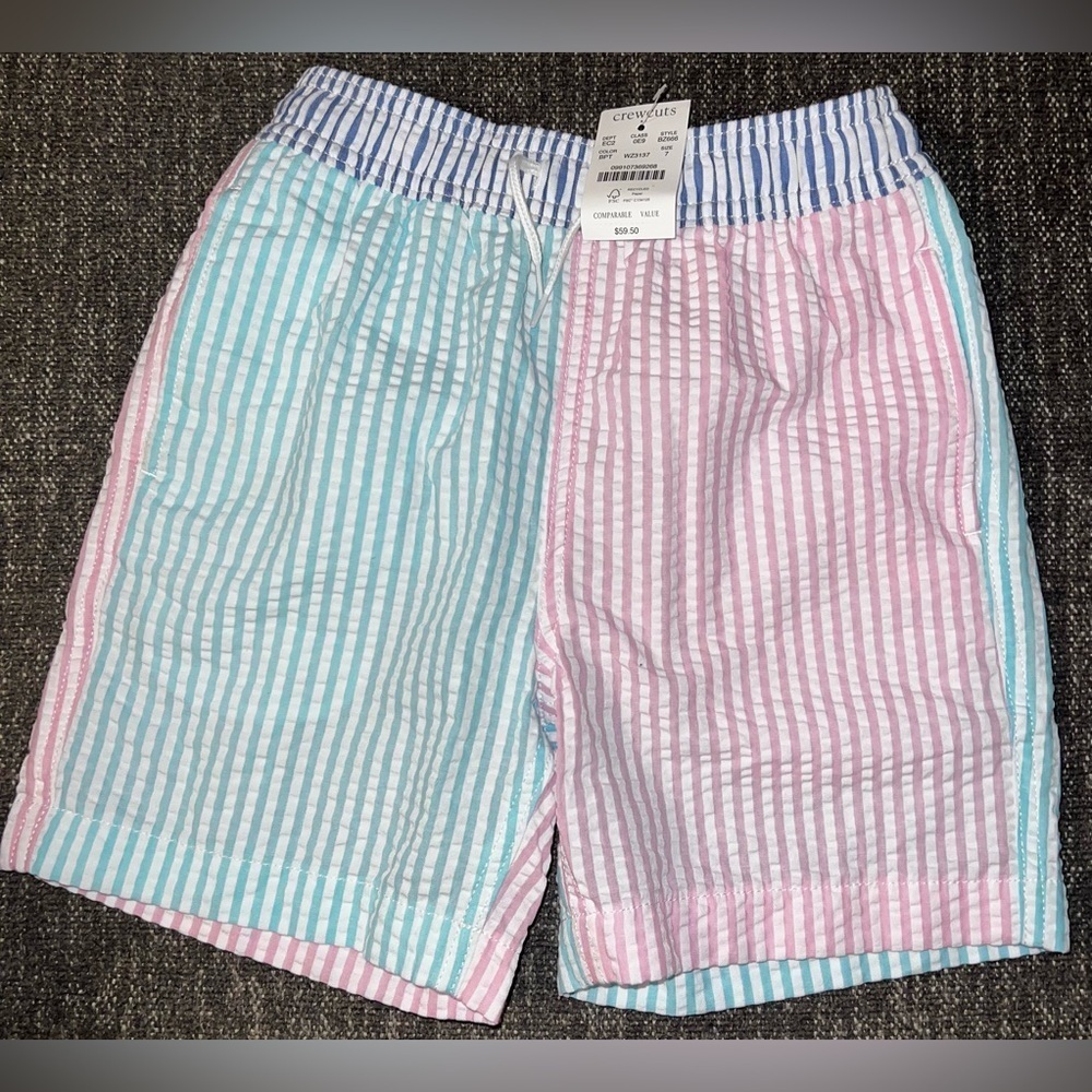 NWT Boys Seersucker Swim Trunks-Crewcuts